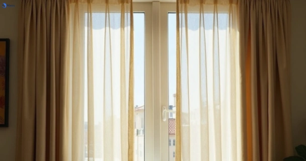Dull dusty drapes in hawthorne before professional cleaning